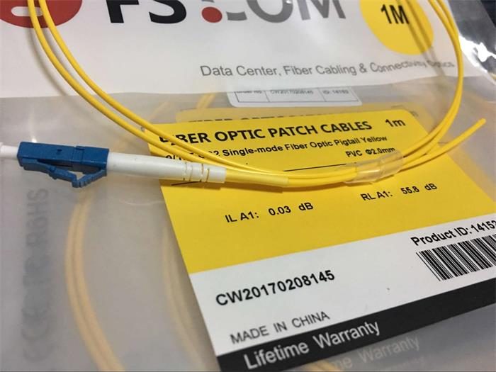 SC APC Fiber Pigtail Simplex OS2 PVC (OFNR) 1m - FS.com