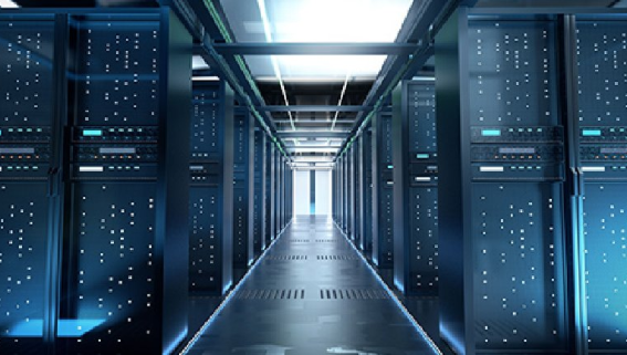 The cover image shows a large data server room with blue light.
